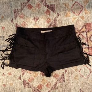 Zara Trafaluc Faux Suede Fringe Shorts